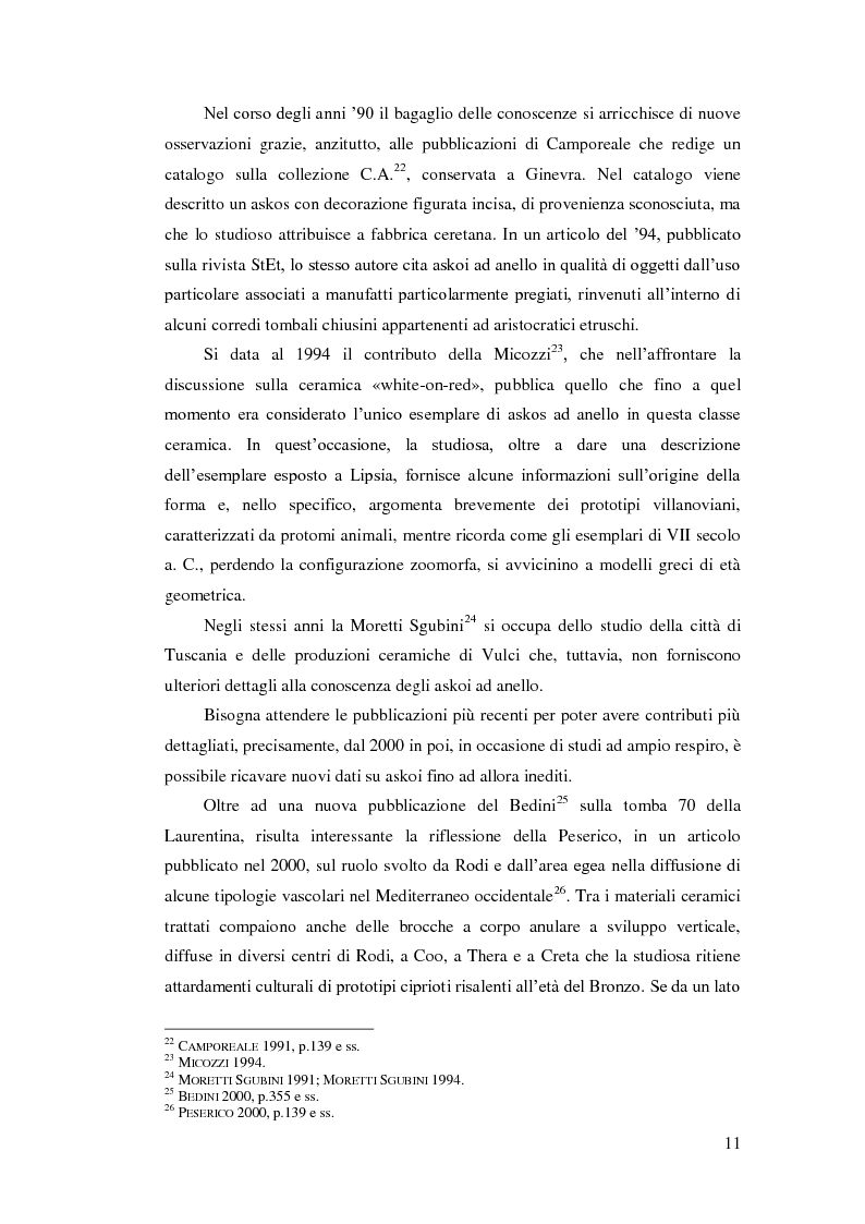 Anteprima della tesi: Gli askoi ad anello tardo-villanoviani ed orientalizzanti dell'Italia centrale tirrenica, Pagina 9