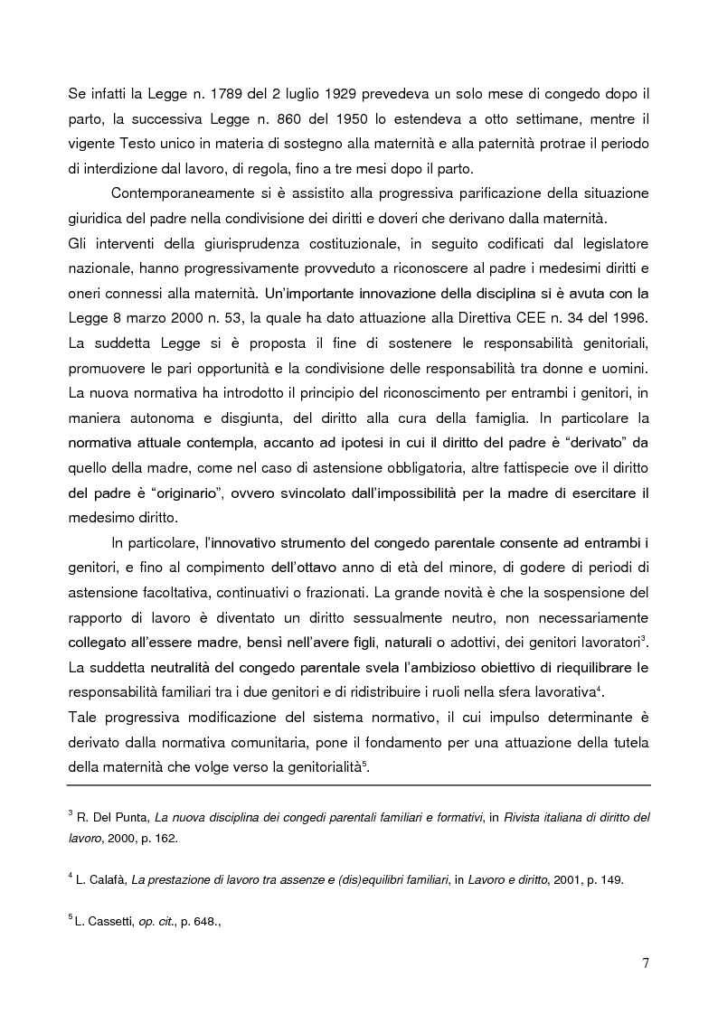 Anteprima della tesi: La tutela della lavoratrice madre nell'ordinamento italiano, Pagina 4