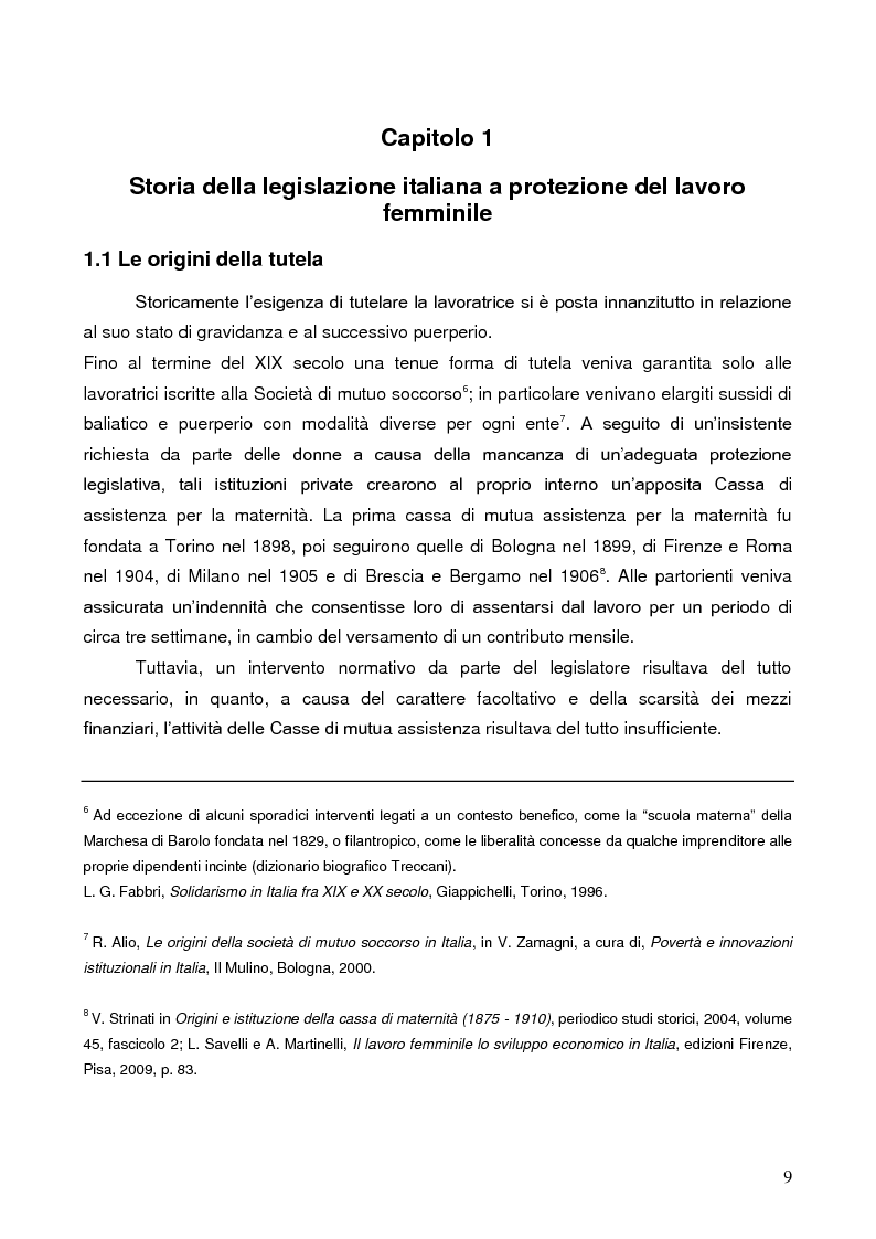 Anteprima della tesi: La tutela della lavoratrice madre nell'ordinamento italiano, Pagina 5
