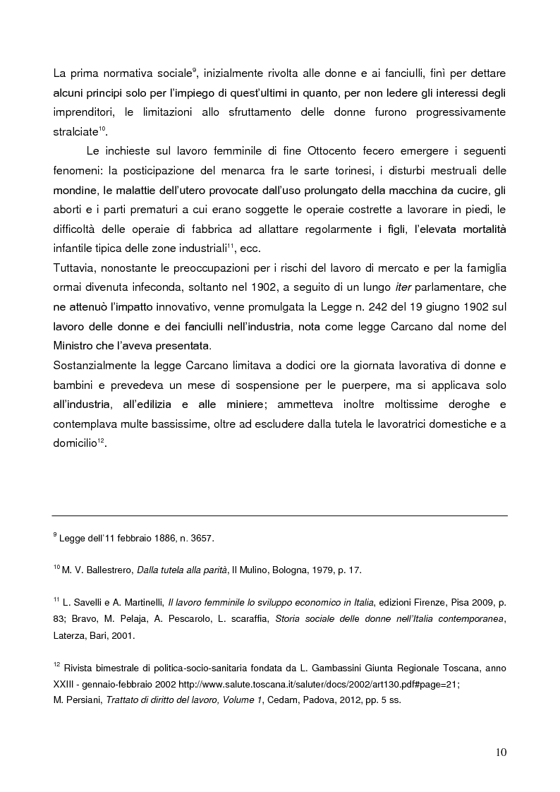 Anteprima della tesi: La tutela della lavoratrice madre nell'ordinamento italiano, Pagina 6