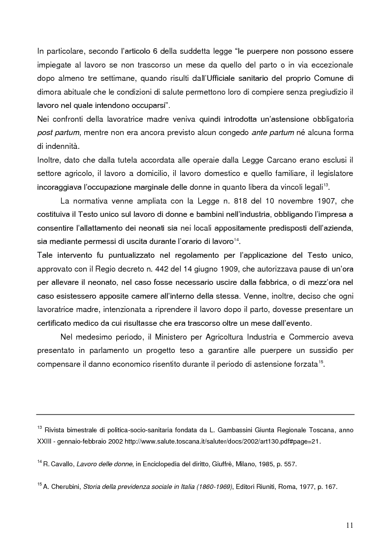 Anteprima della tesi: La tutela della lavoratrice madre nell'ordinamento italiano, Pagina 7