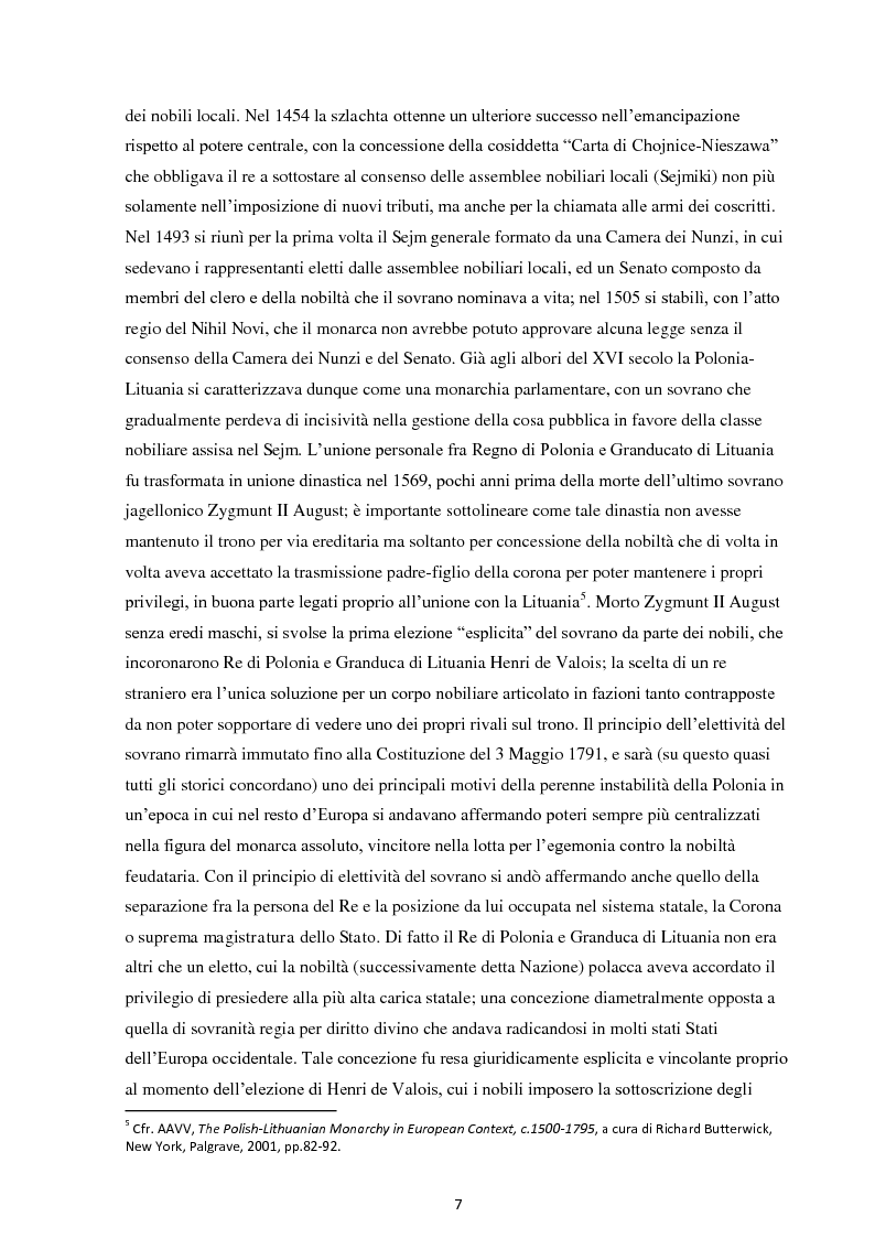 Anteprima della tesi: La Costituzione del 3 maggio 1791. Evoluzione e rivoluzione in Polonia alla fine del XVIII secolo., Pagina 5
