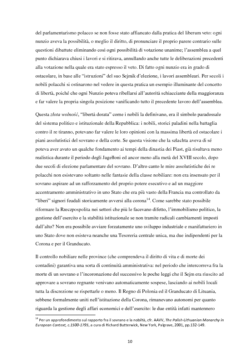 Anteprima della tesi: La Costituzione del 3 maggio 1791. Evoluzione e rivoluzione in Polonia alla fine del XVIII secolo., Pagina 8