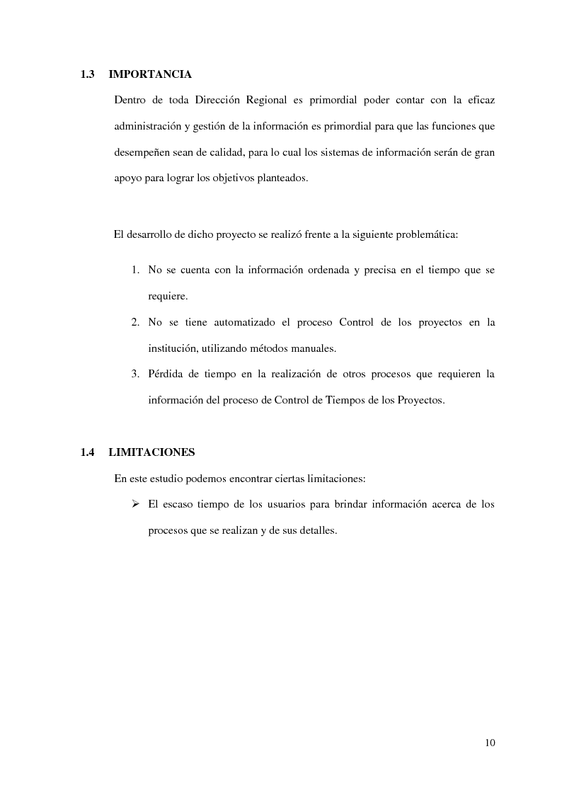 Anteprima della tesi: Implementacion de un Sistema de Control de Proyectos en la Dirección de la Promoción de la Competitividad Agraria - Dral, Pagina 6