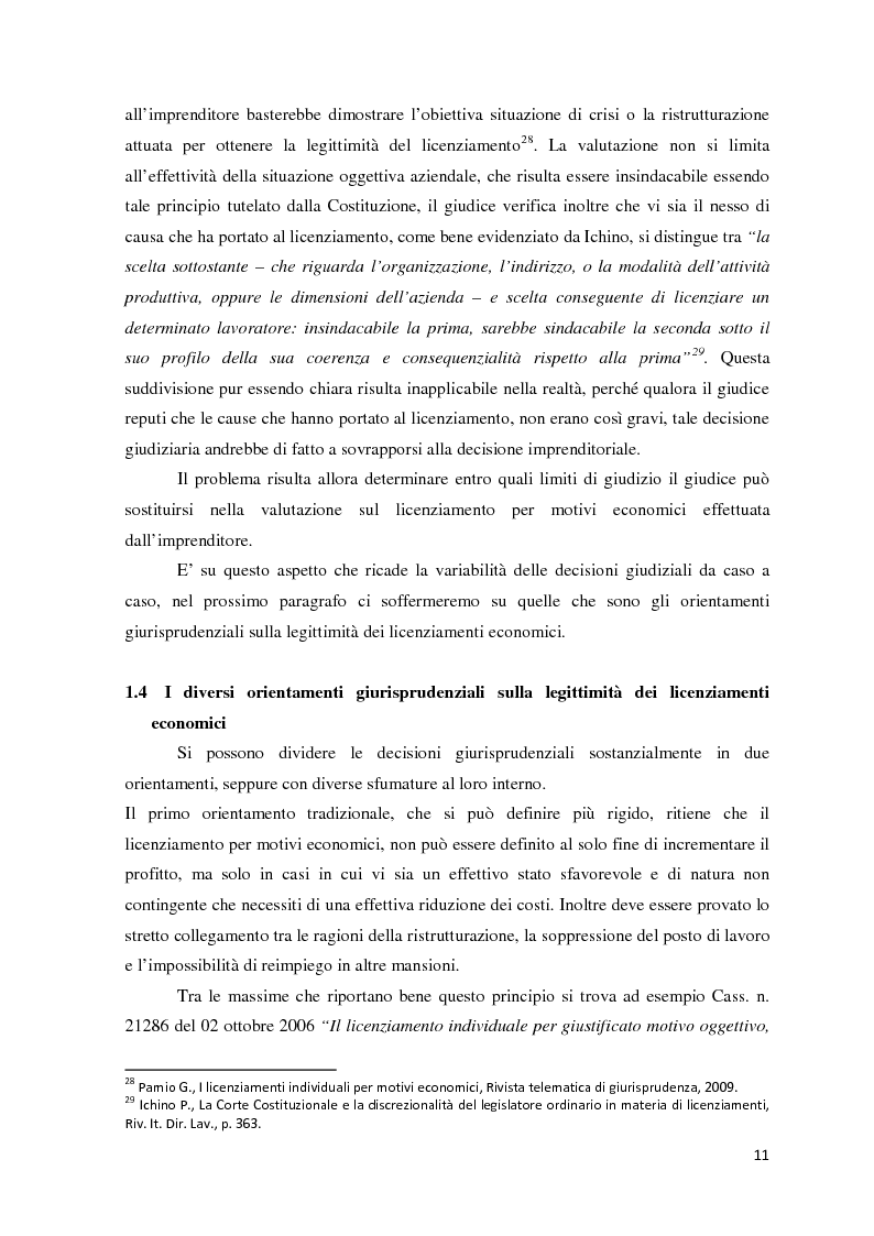 Anteprima della tesi: L'analisi di bilancio come strumento di valutazione del licenziamento per giustificato motivo oggettivo: un caso operativo, Pagina 10