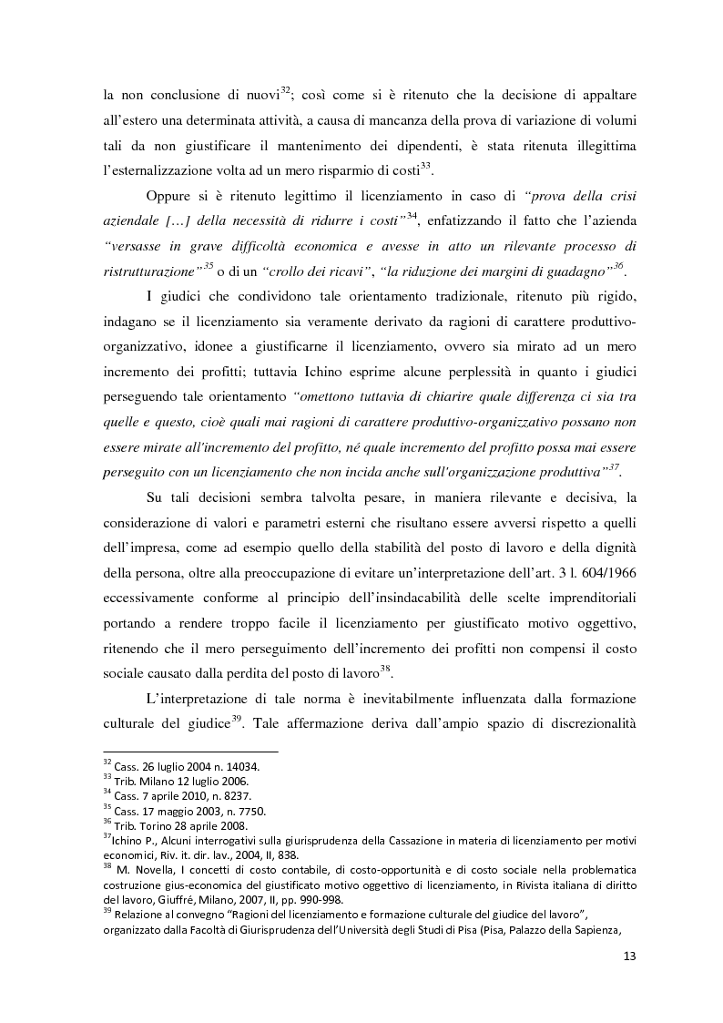 Anteprima della tesi: L'analisi di bilancio come strumento di valutazione del licenziamento per giustificato motivo oggettivo: un caso operativo, Pagina 12