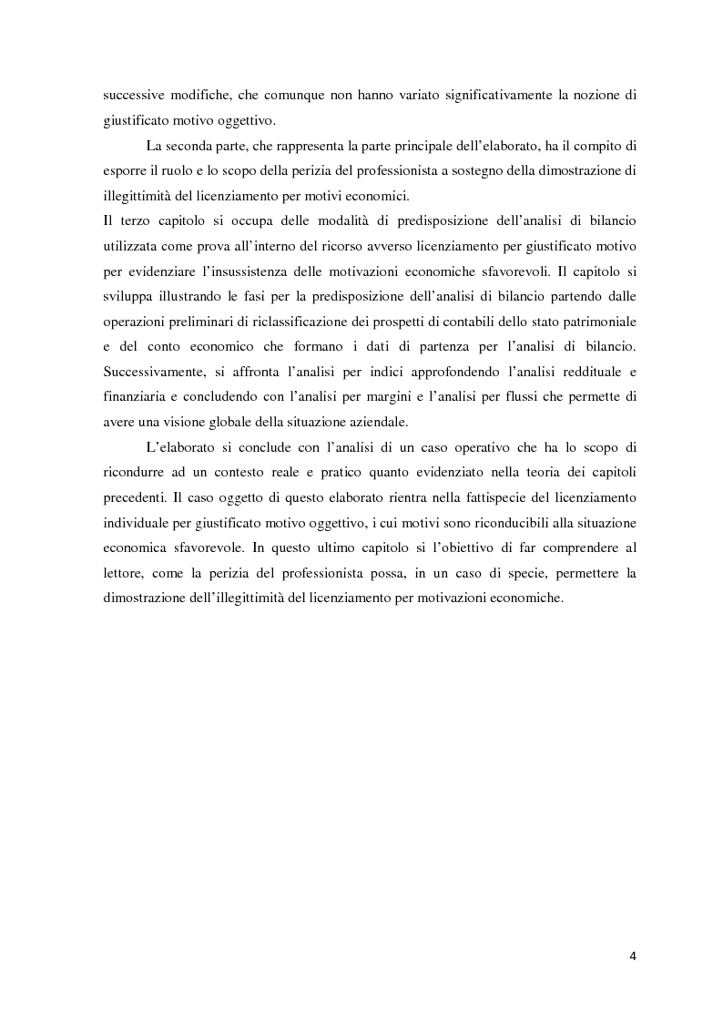 Anteprima della tesi: L'analisi di bilancio come strumento di valutazione del licenziamento per giustificato motivo oggettivo: un caso operativo, Pagina 3