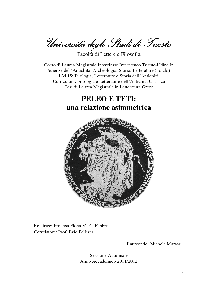 Anteprima della tesi: Peleo e Teti: una relazione asimmetrica, Pagina 1