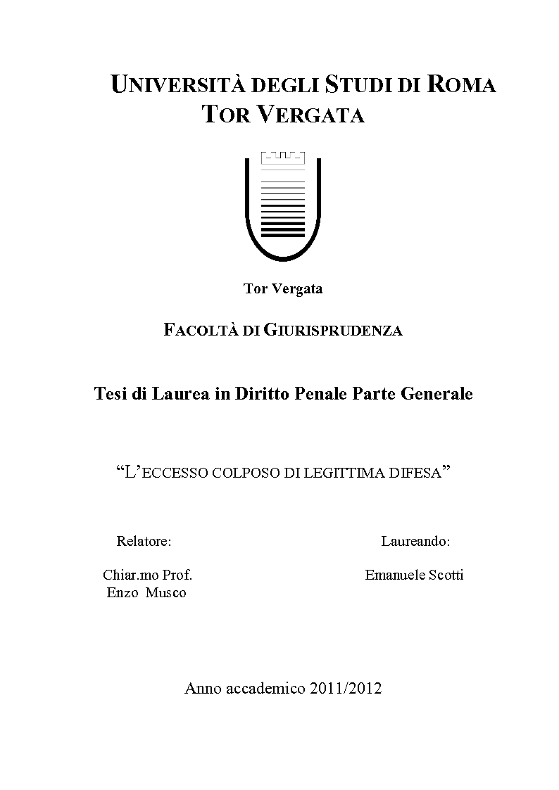 Anteprima della tesi: L'eccesso colposo di legittima difesa, Pagina 1