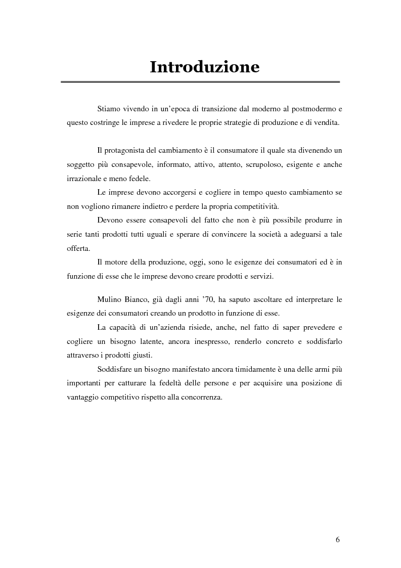 Anteprima della tesi: Mulino Bianco e la capacità di individuare e soddisfare un bisogno latente - L’uso della comunicazione integrata per mantenere e potenziare la brand image in un’epoca di cambiamento, Pagina 3