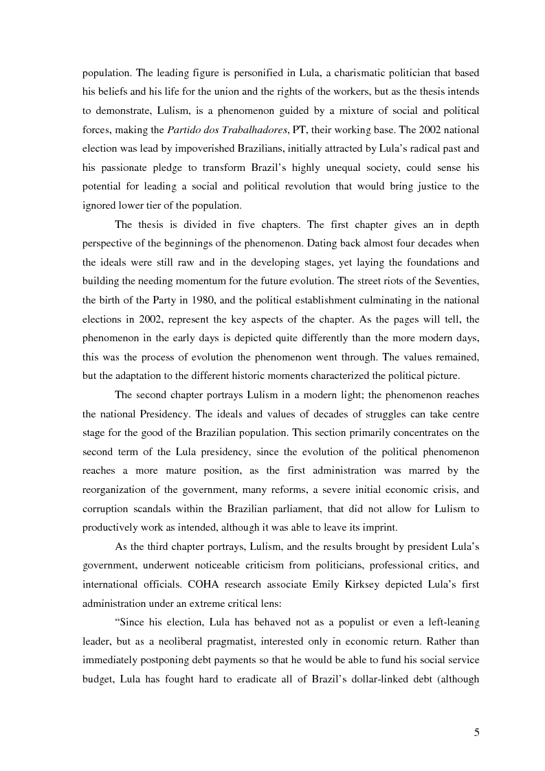 Anteprima della tesi: Lulism: the Evolution of a Political Phenomenon, Pagina 4