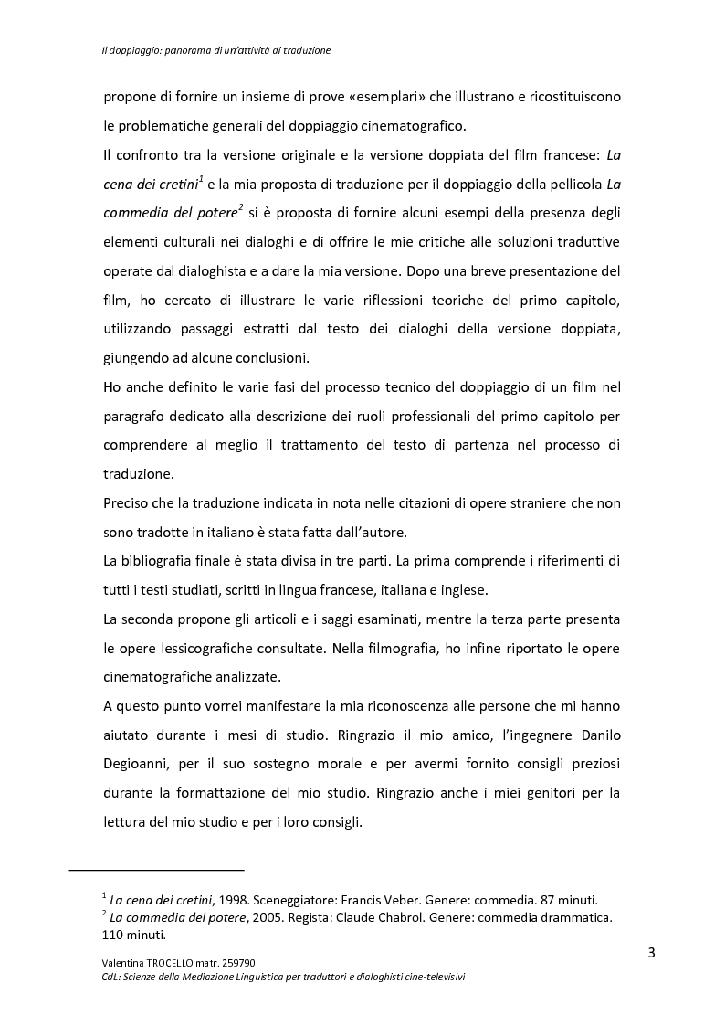 Anteprima della tesi: Il doppiaggio: panorama di un’attività di traduzione, Pagina 3