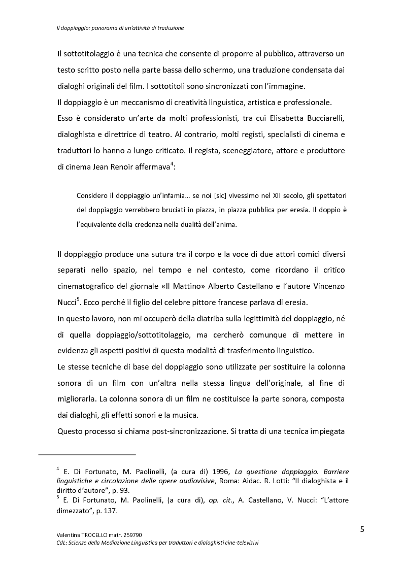Anteprima della tesi: Il doppiaggio: panorama di un’attività di traduzione, Pagina 5