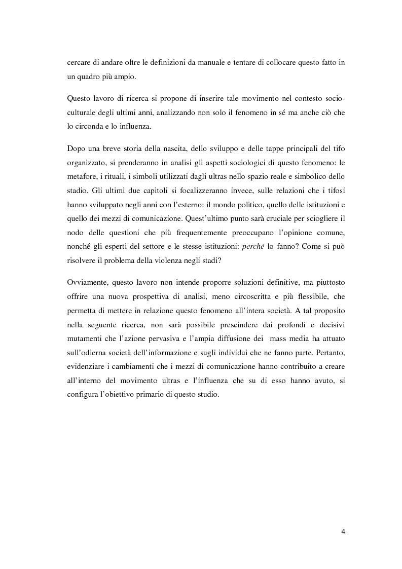 Anteprima della tesi: Ultras e mezzi di comunicazione: un'analisi sociologica, Pagina 3