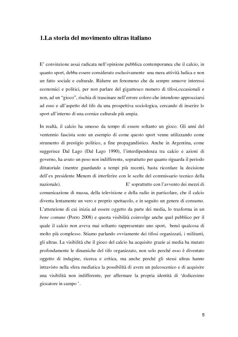 Anteprima della tesi: Ultras e mezzi di comunicazione: un'analisi sociologica, Pagina 4