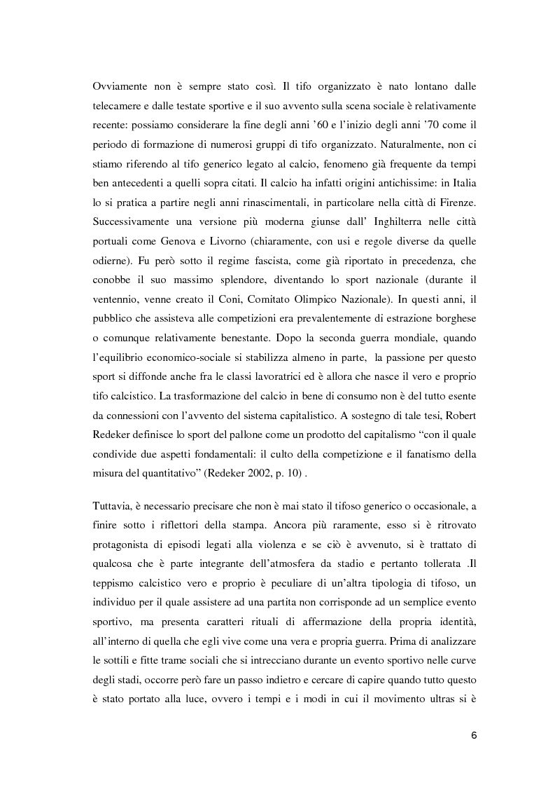 Anteprima della tesi: Ultras e mezzi di comunicazione: un'analisi sociologica, Pagina 5