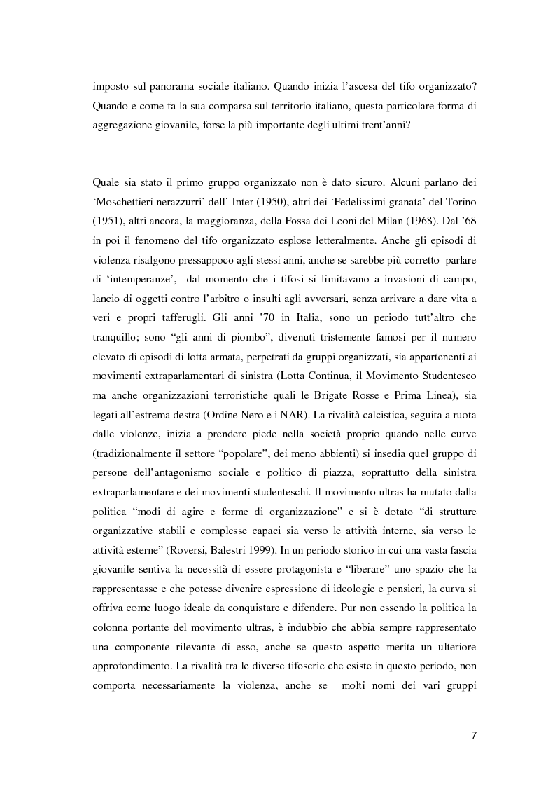 Anteprima della tesi: Ultras e mezzi di comunicazione: un'analisi sociologica, Pagina 6