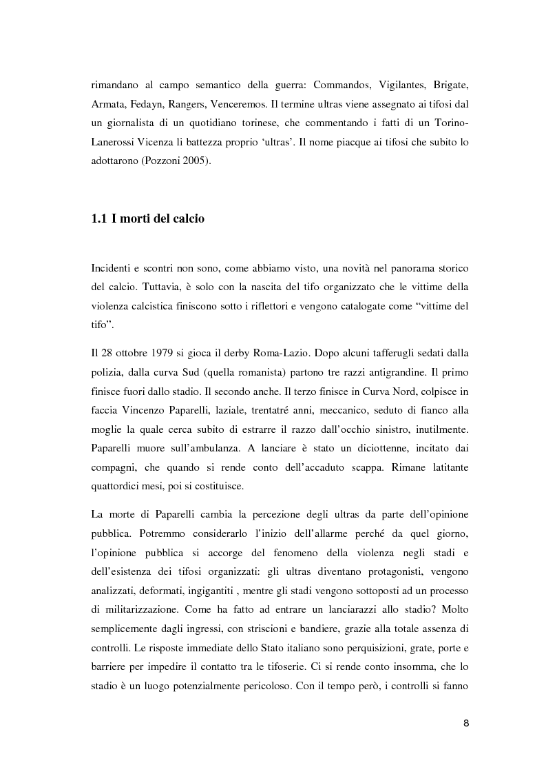 Anteprima della tesi: Ultras e mezzi di comunicazione: un'analisi sociologica, Pagina 7