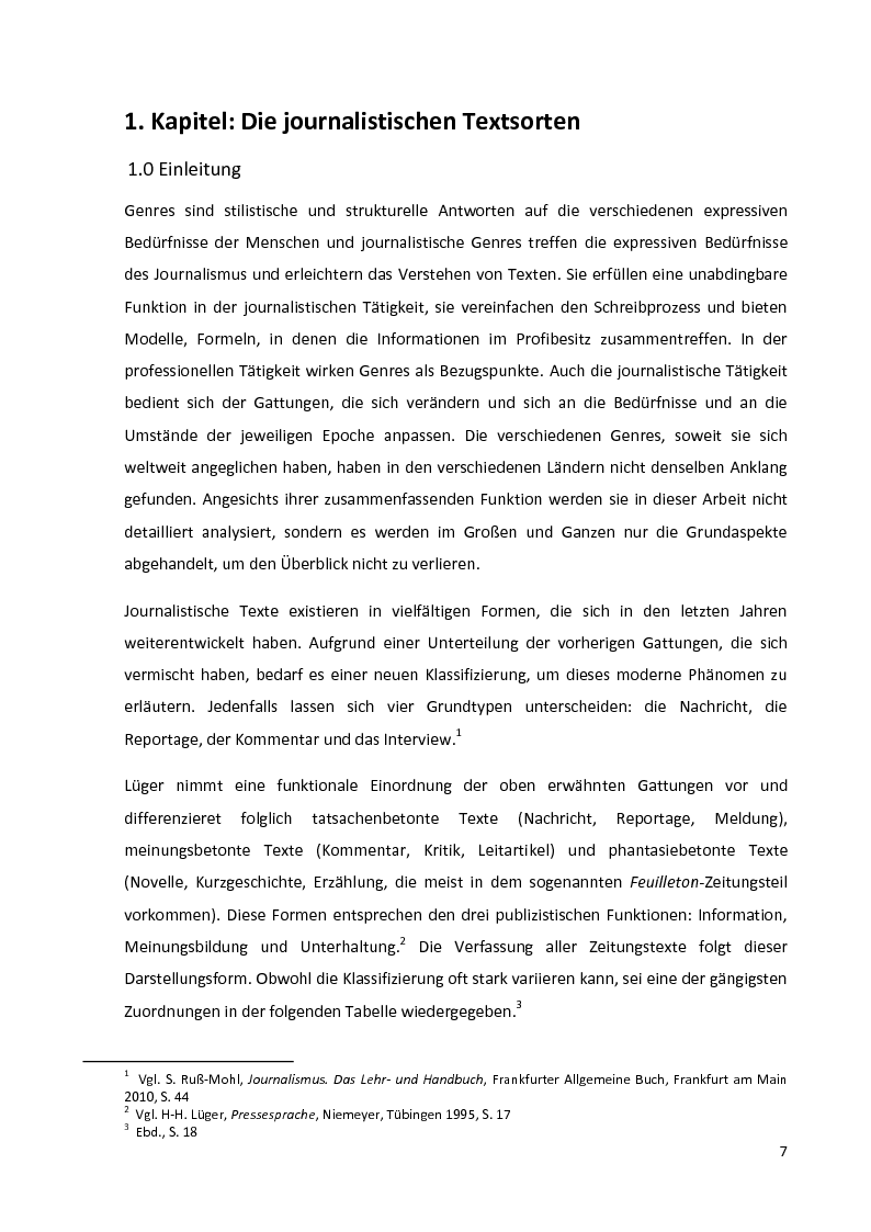 Anteprima della tesi: Journalistische Texte: Genres, Sprache, Neue Medien, Pagina 5