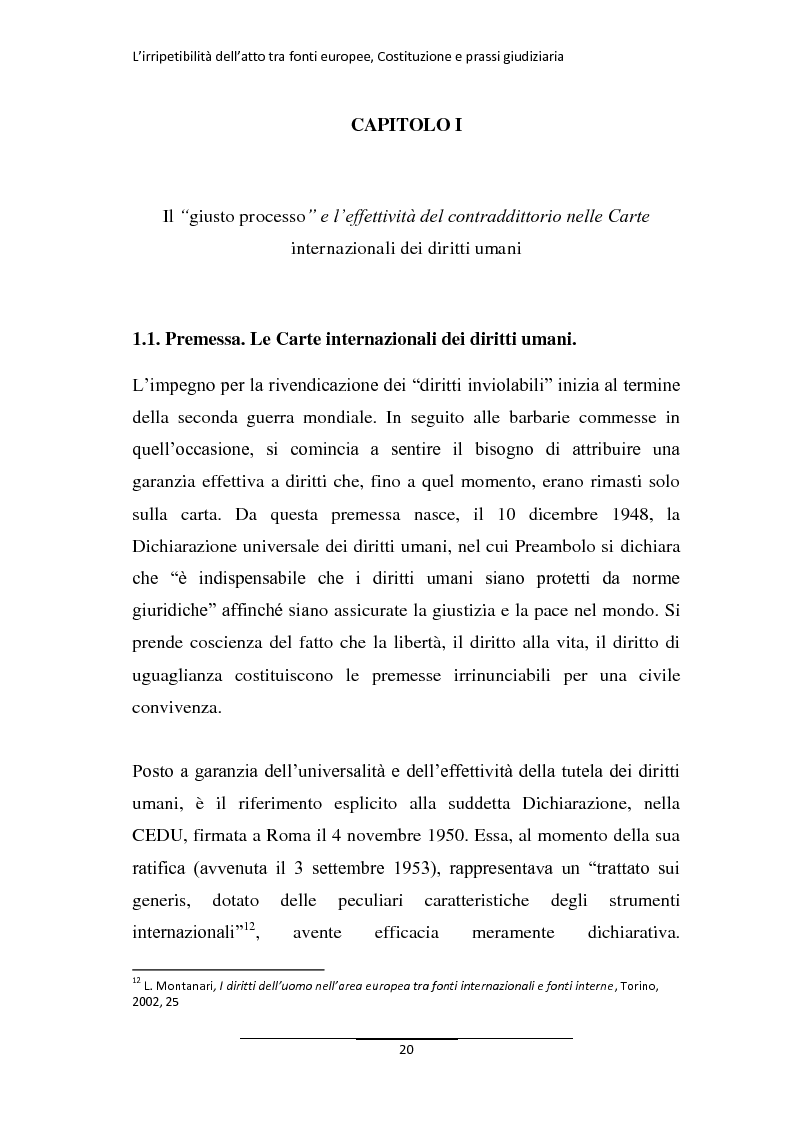 Anteprima della tesi: L'irripetibilità dell'atto tra fonti europee, Costituzione e prassi giudiziaria, Pagina 12