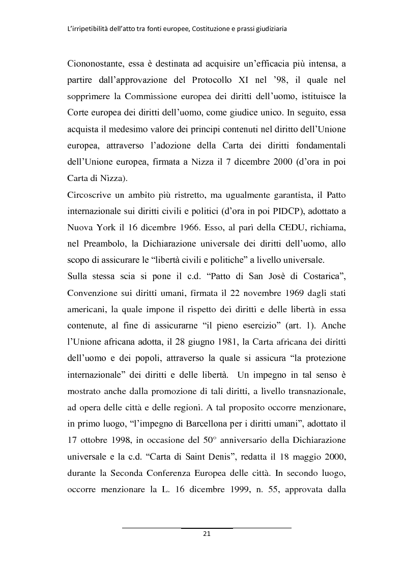 Anteprima della tesi: L'irripetibilità dell'atto tra fonti europee, Costituzione e prassi giudiziaria, Pagina 13