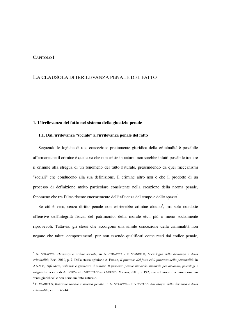 Anteprima della tesi: La clausola di irrilevanza del fatto nel processo penale minorile, Pagina 5