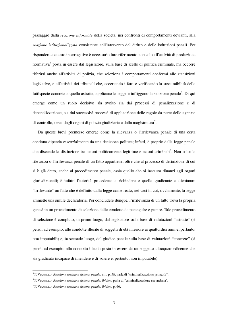 Anteprima della tesi: La clausola di irrilevanza del fatto nel processo penale minorile, Pagina 7