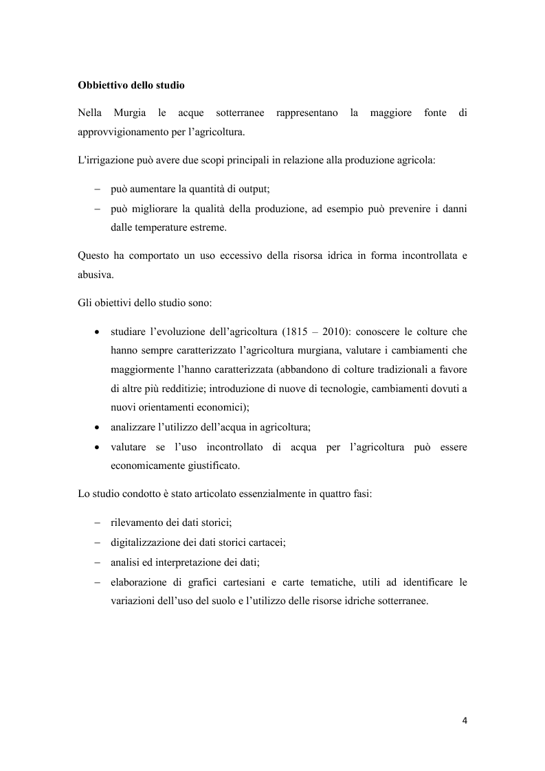 Anteprima della tesi: Analisi multitemporale (1815-2010) delle variazioni dell'uso del suolo (Murgia, Puglia): conseguenze sulle risorse idriche sotterranee, Pagina 3