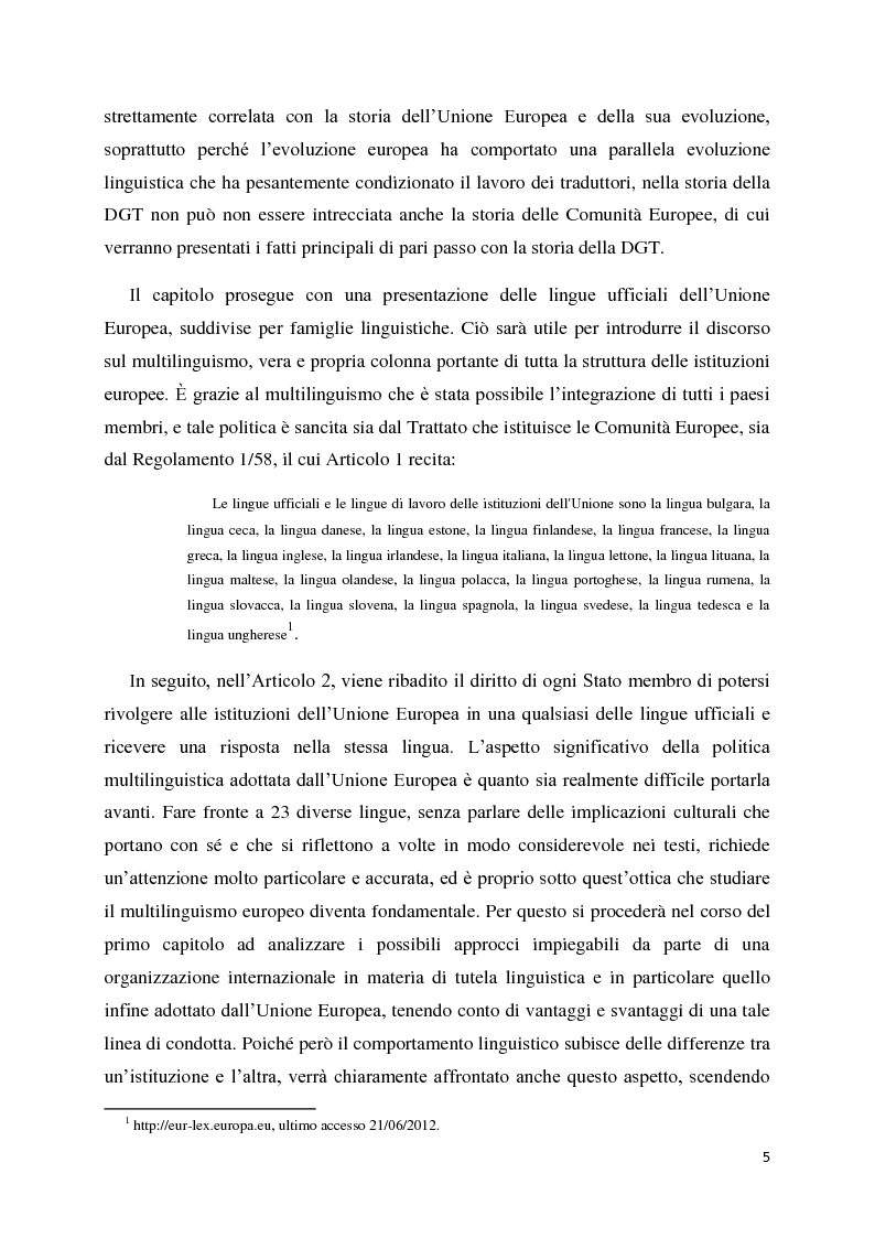 Anteprima della tesi: Tradurre per la Commissione Europea: tecnologie, metodi e strategie di lavoro dei traduttori della Direzione Generale per la Traduzione., Pagina 3