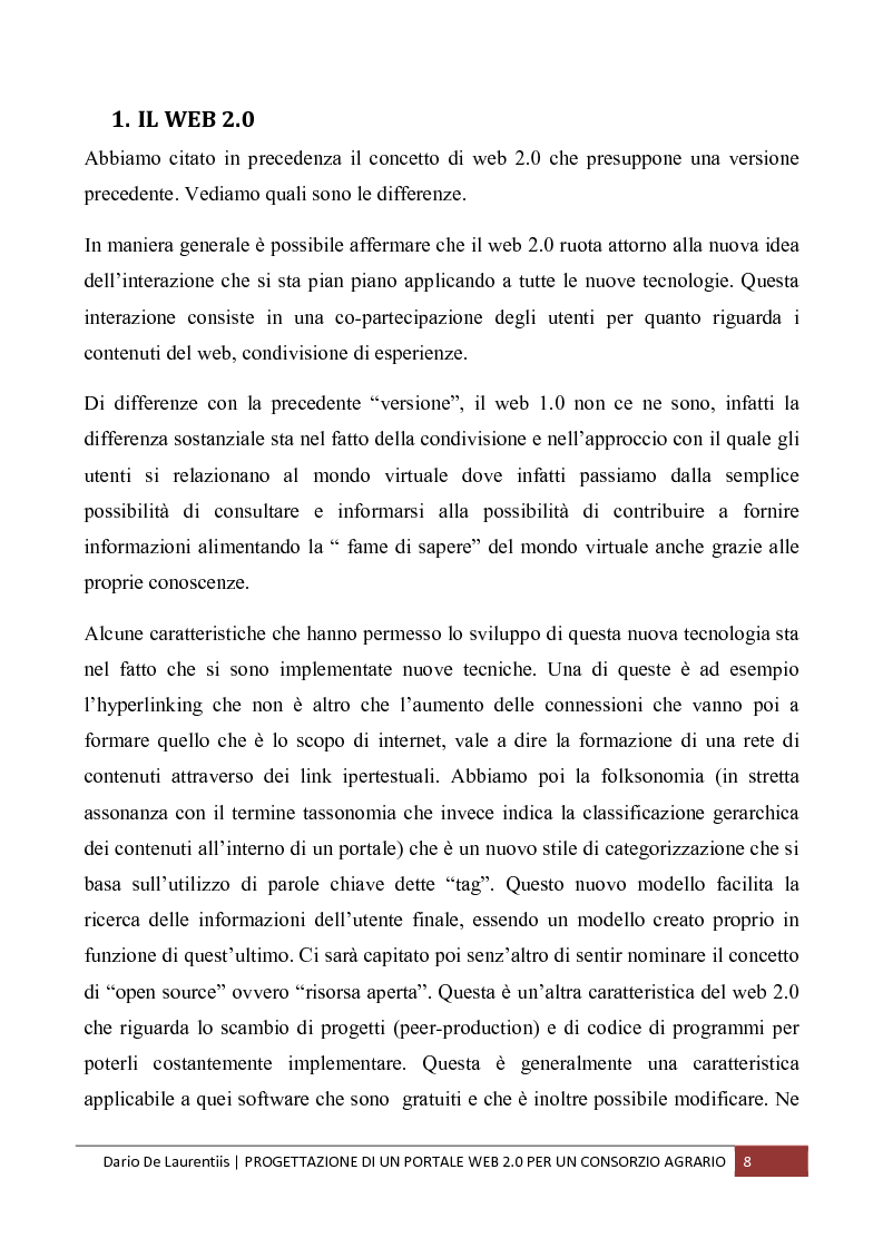 Anteprima della tesi: Progettazione di un Portale Web 2.0 per un Consorzio Agrario, Pagina 4