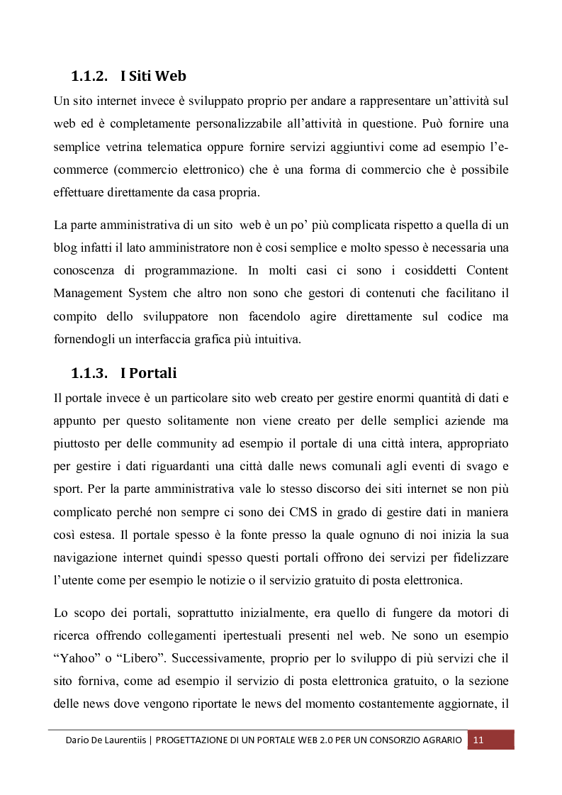 Anteprima della tesi: Progettazione di un Portale Web 2.0 per un Consorzio Agrario, Pagina 7