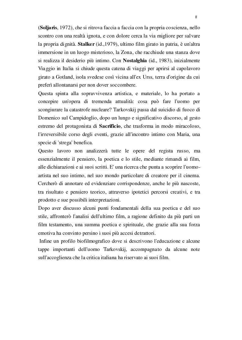 Anteprima della tesi: Il Cinema di Andrej Tarkovskij, Pagina 5