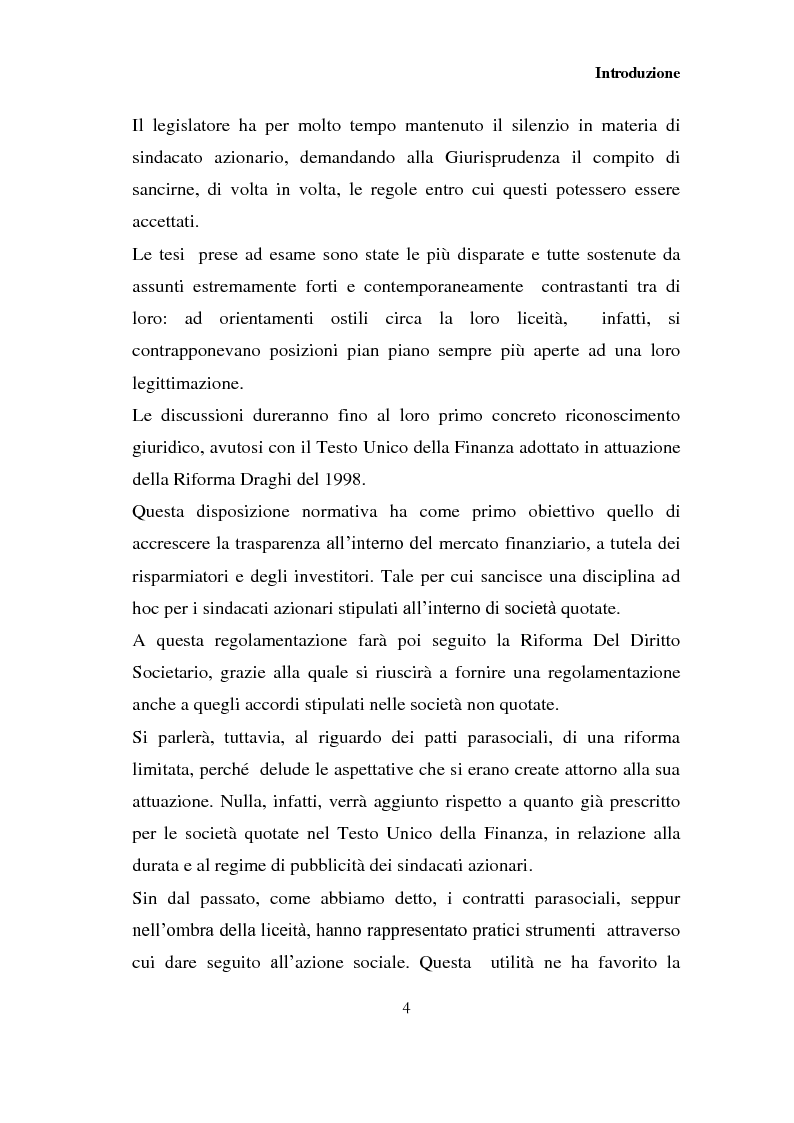 Anteprima della tesi: I patti parasociali nelle società quotate, Pagina 3