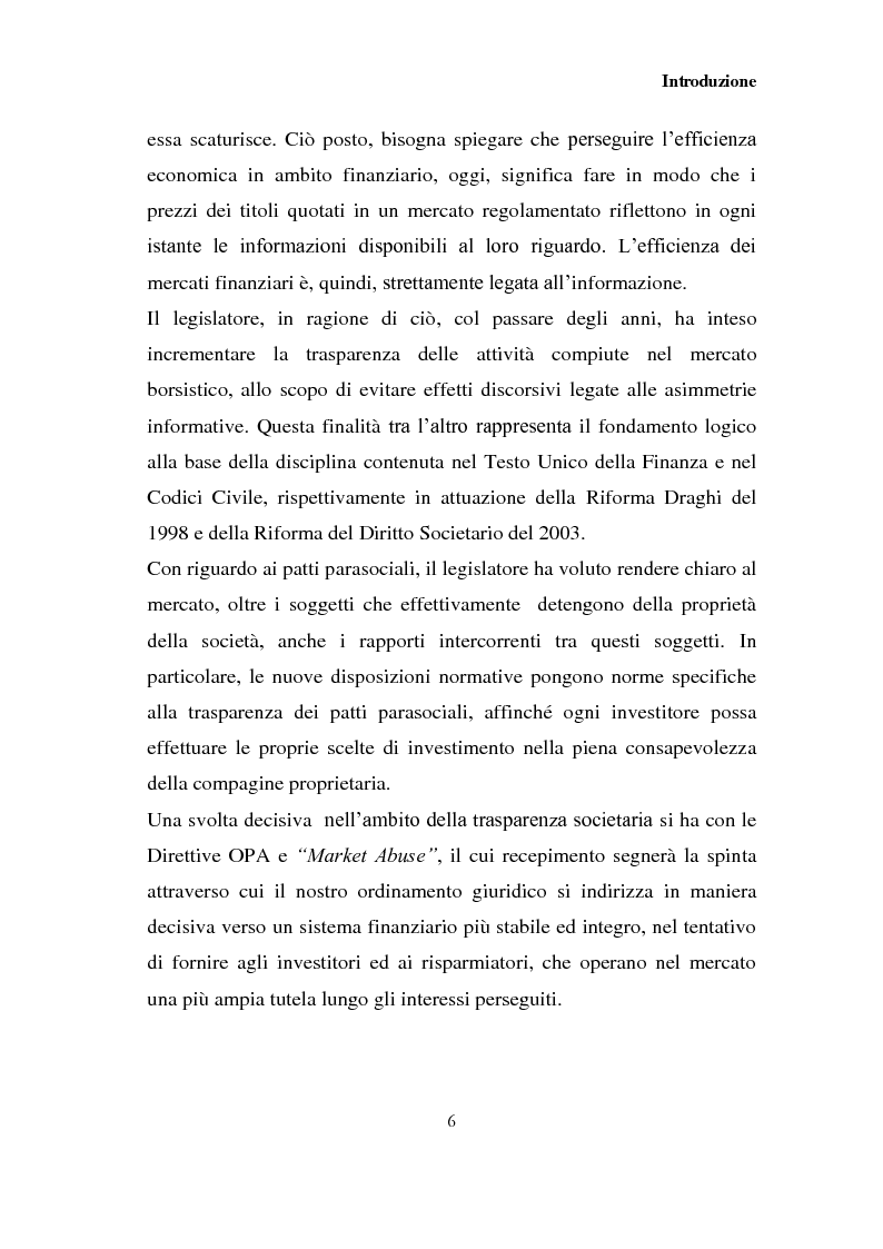 Anteprima della tesi: I patti parasociali nelle società quotate, Pagina 5