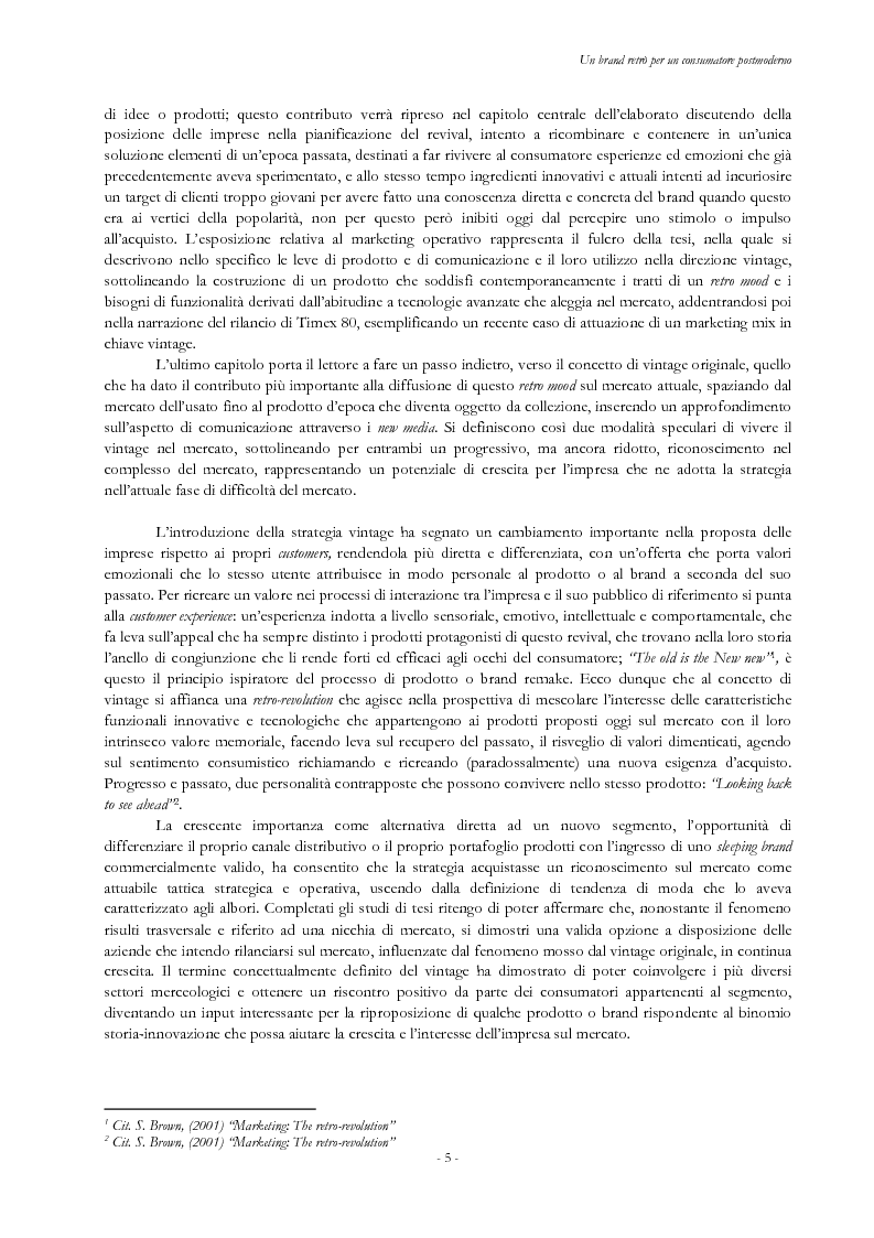 Anteprima della tesi: Un brand retrò per un consumatore postmoderno. Il Vintage Marketing come strategia commerciale, Pagina 3