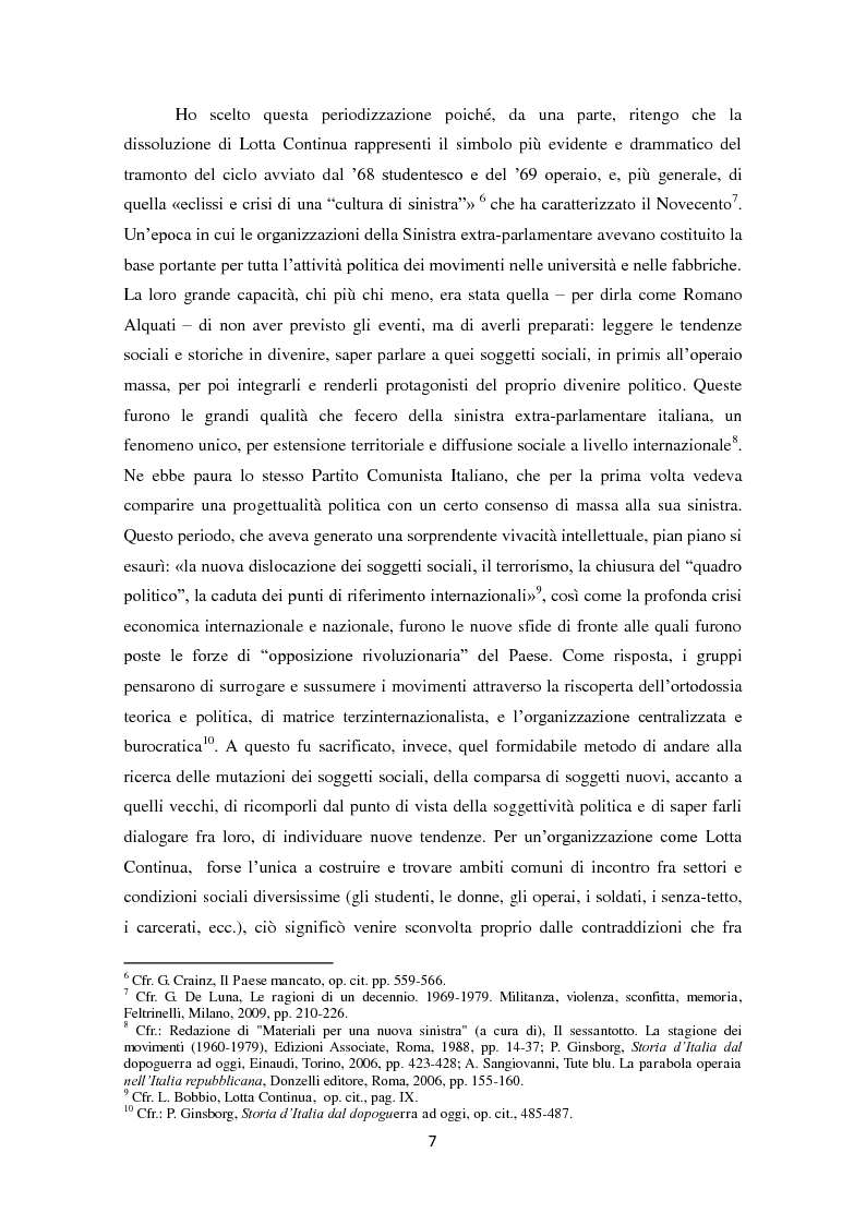 Anteprima della tesi: La dissoluzione di Lotta Continua nella Torino della seconda metà degli anni '70. Il tramonto di un'epoca fra movimenti e violenza, Pagina 3
