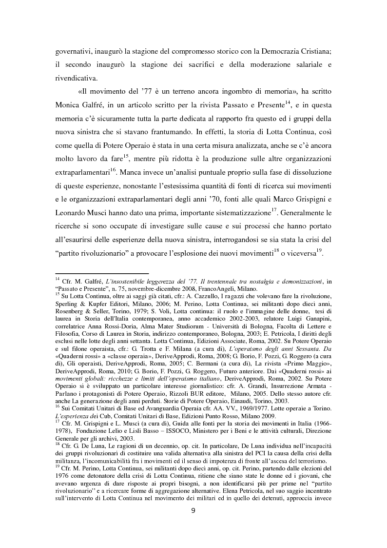 Anteprima della tesi: La dissoluzione di Lotta Continua nella Torino della seconda metà degli anni '70. Il tramonto di un'epoca fra movimenti e violenza, Pagina 5