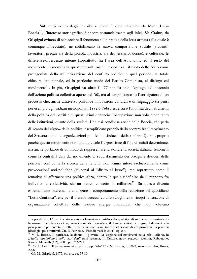 Anteprima della tesi: La dissoluzione di Lotta Continua nella Torino della seconda metà degli anni '70. Il tramonto di un'epoca fra movimenti e violenza, Pagina 6