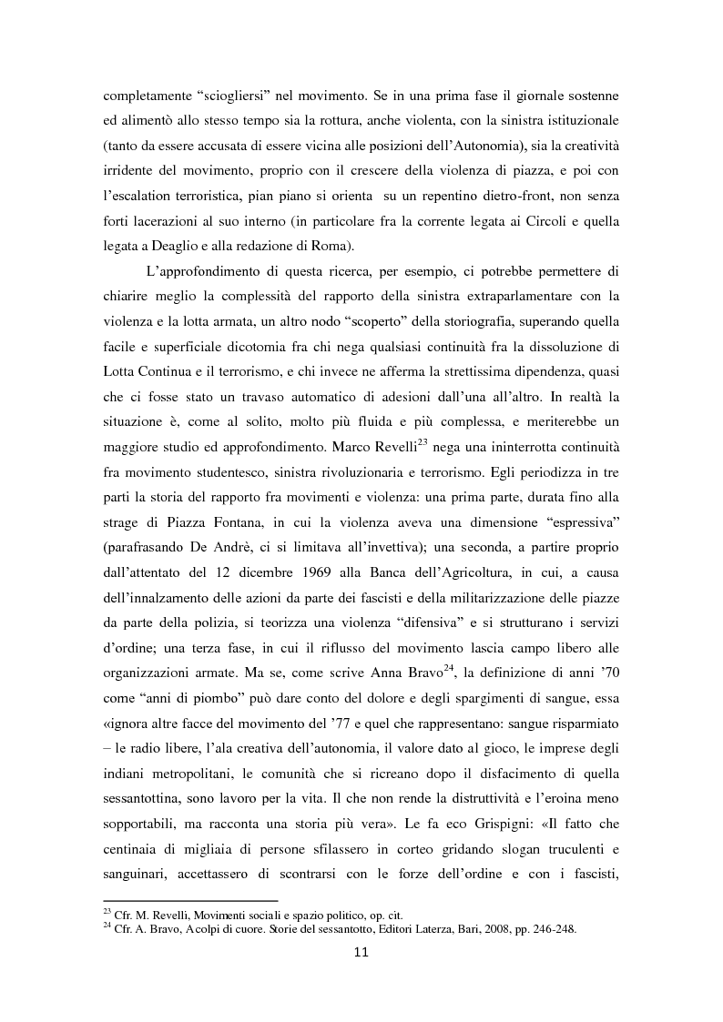Anteprima della tesi: La dissoluzione di Lotta Continua nella Torino della seconda metà degli anni '70. Il tramonto di un'epoca fra movimenti e violenza, Pagina 7