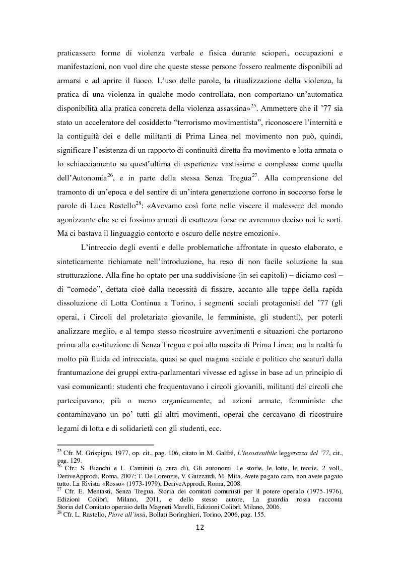 Anteprima della tesi: La dissoluzione di Lotta Continua nella Torino della seconda metà degli anni '70. Il tramonto di un'epoca fra movimenti e violenza, Pagina 8