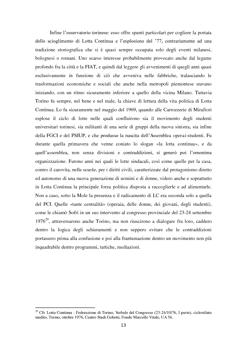 Anteprima della tesi: La dissoluzione di Lotta Continua nella Torino della seconda metà degli anni '70. Il tramonto di un'epoca fra movimenti e violenza, Pagina 9
