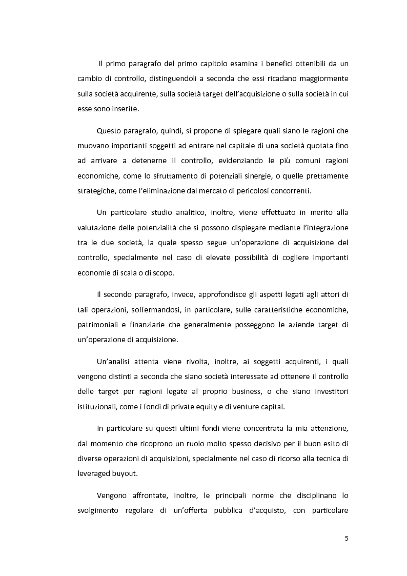 Anteprima della tesi: L’utilizzo della leva finanziaria nelle operazioni di cambio di controllo di società quotate., Pagina 3