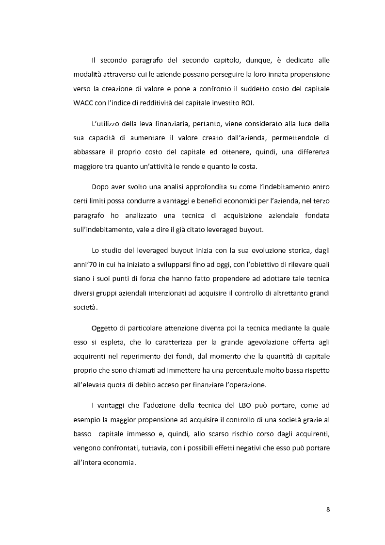Anteprima della tesi: L’utilizzo della leva finanziaria nelle operazioni di cambio di controllo di società quotate., Pagina 6