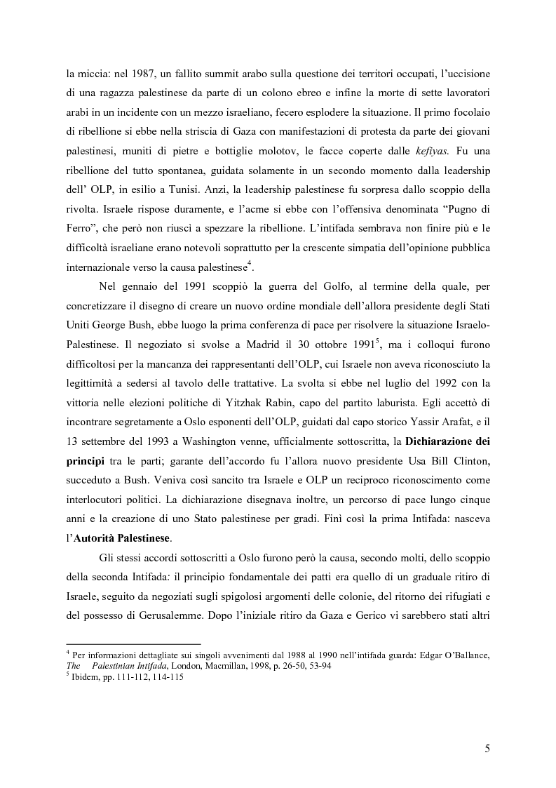 Anteprima della tesi: Analisi comparata tra la prima e la seconda intifada palestinese, Pagina 4