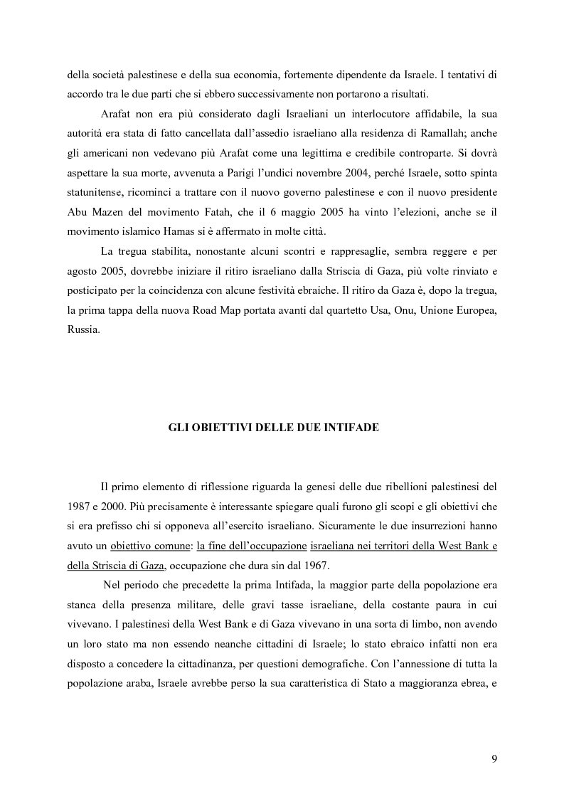 Anteprima della tesi: Analisi comparata tra la prima e la seconda intifada palestinese, Pagina 8