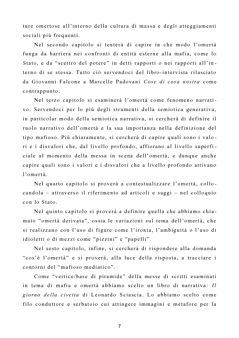 Anteprima della tesi: L'omertà come strategia discorsiva del fenomeno mafioso e analisi del "mafioso mediatico", Pagina 8