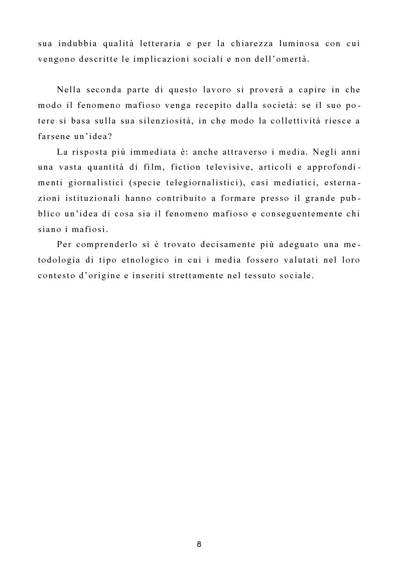 Anteprima della tesi: L'omertà come strategia discorsiva del fenomeno mafioso e analisi del "mafioso mediatico", Pagina 9