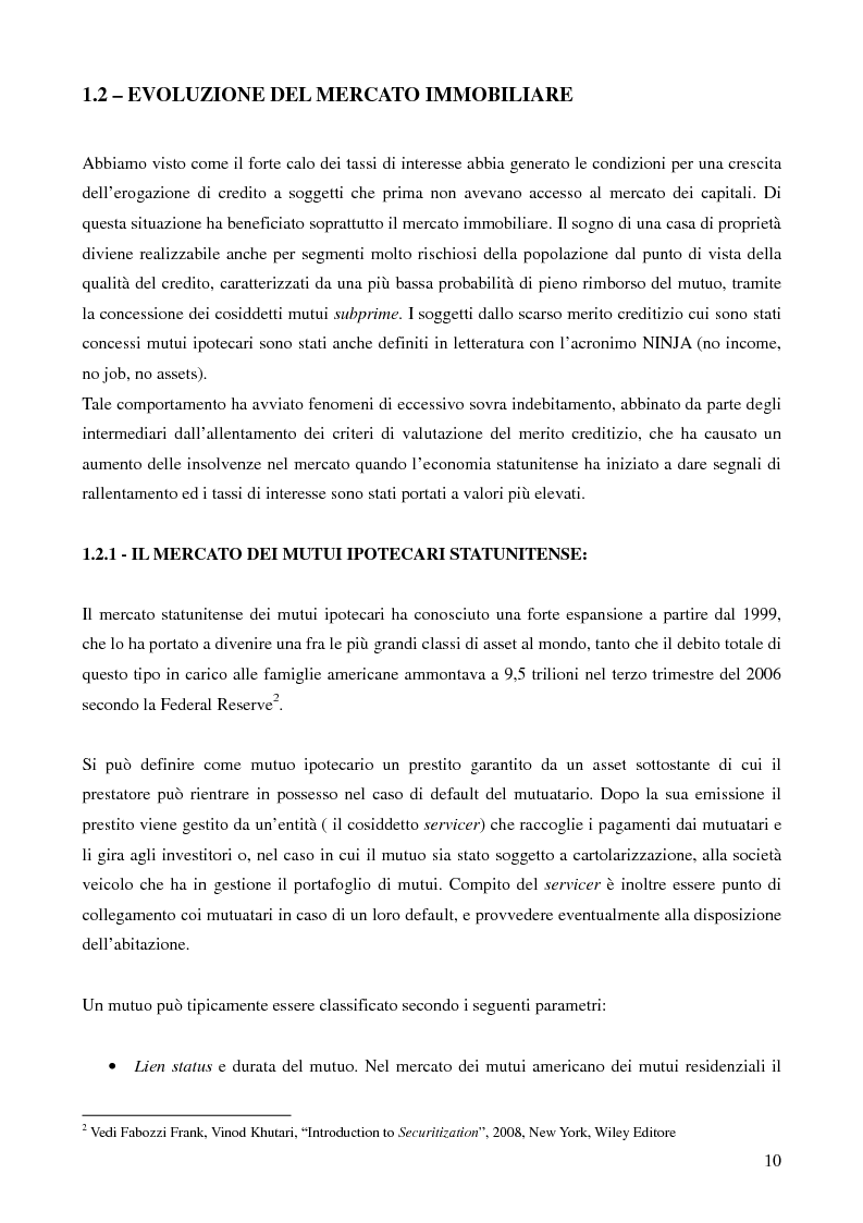Anteprima della tesi: Mutui sub-prime e cartolarizzazione nella crisi finanziaria del 2007, Pagina 9