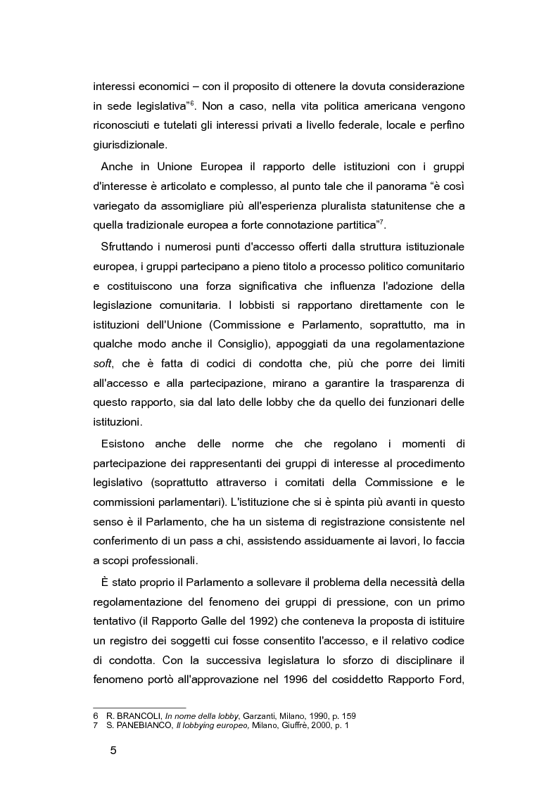 Anteprima della tesi: L'Italia e le lobby: alla ricerca di una regolamentazione possibile, Pagina 4