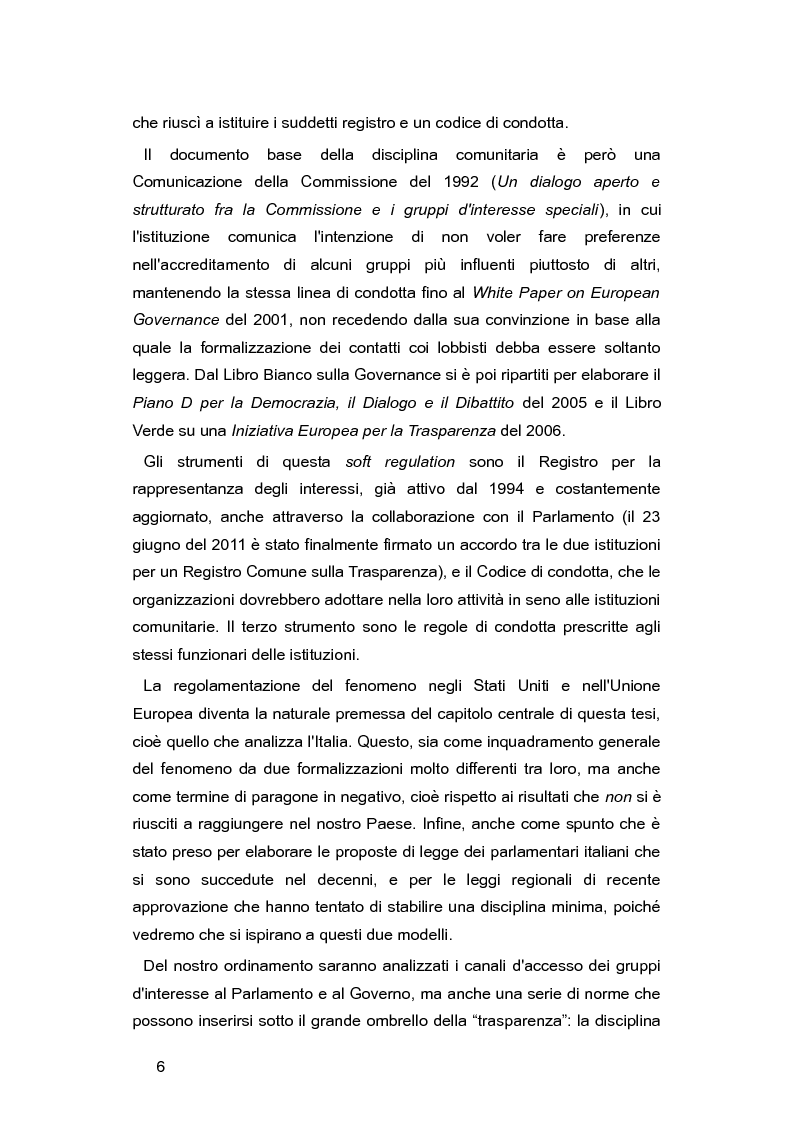 Anteprima della tesi: L'Italia e le lobby: alla ricerca di una regolamentazione possibile, Pagina 5